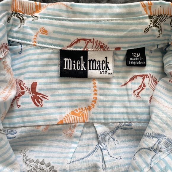 Toddler Short Sleeve Button Down Dinosaur 12m NWT - Picture 2 of 2
